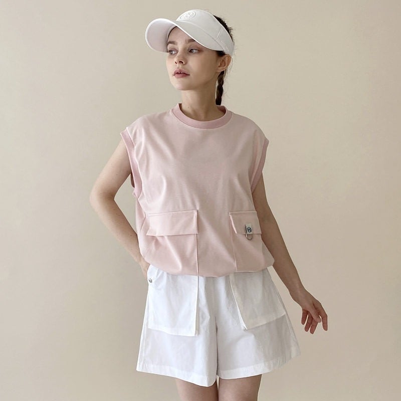 【美品】  GOLF 中綿フードジップベスト ロゴ M 再入荷予定有!アシンメトリージップベスト メンズ フード付き
