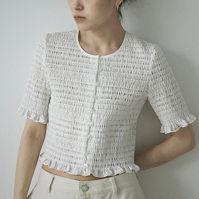 Frill Stretch Button トップス [26010409]
