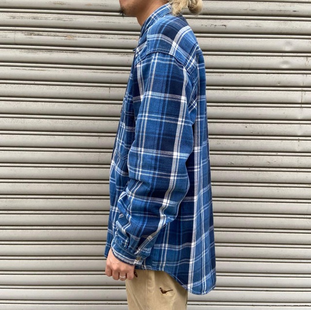 90s Levi's インディゴブルーデニム 長袖チェックシャツ L