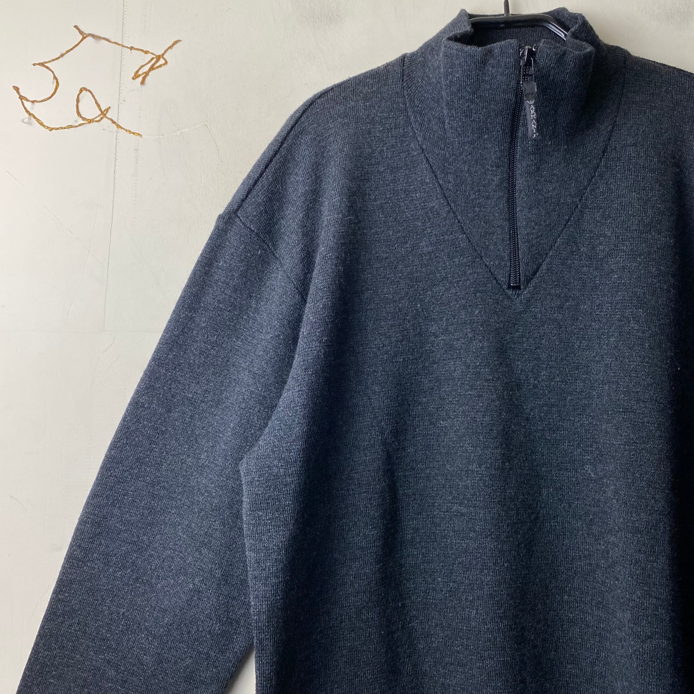 vintage ARMANI JEANS half zip rib knit sweater | NOIR ONLINE