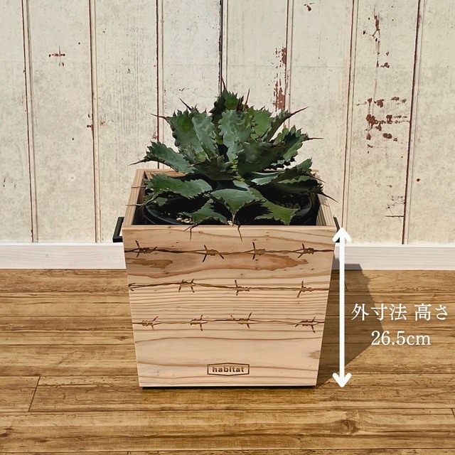 【送料無料】シダーBOX 有刺鉄線レーザー刻印入り(木製プランターカバー) 宮崎県産杉使用