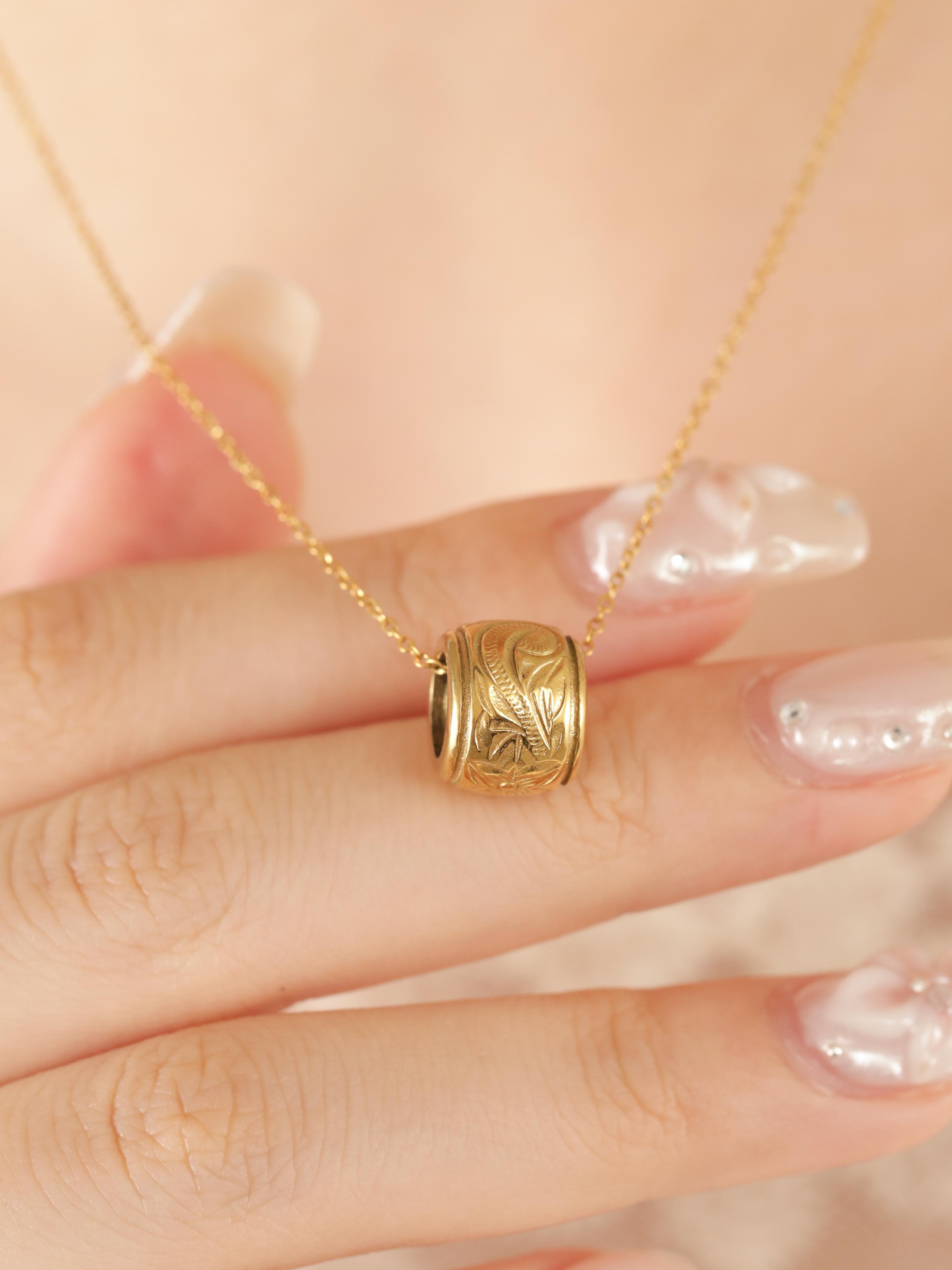 316L hawaiian barrel necklace #n55