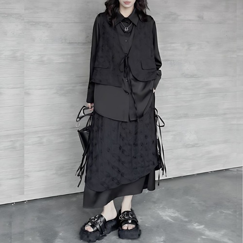 Fake design shirt + skirt set C0487