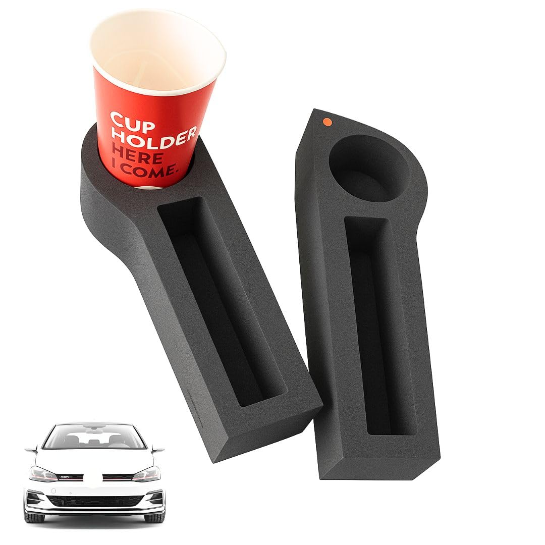 CASPORT ドリンクホルダー VW ゴルフ8 ゴルフ8.5 専用 防音素材 小物収納 高級内装フィット 左右2個セット ブラック