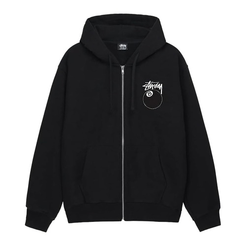 ステューシー ジップアップ スウェットパーカー 即納 STUSSY 8 BALL ZIP HOODIE BLACK [並行輸入]