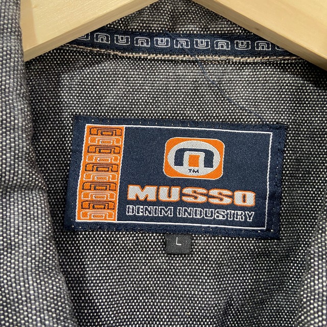 『送料無料』90s MUSSO ブラックデニムジャケット　ビッグGジャン　L