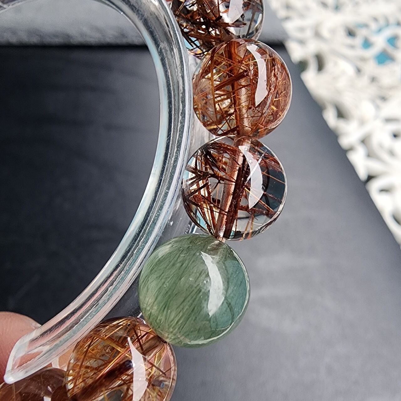 SU099《no.4》】高品質 MIXルチル クォーツ 福禄寿 1点物 天然石  