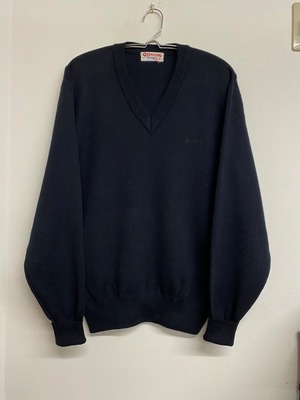 90sSpalding HighGauge Wool Vneck Sweater/L
