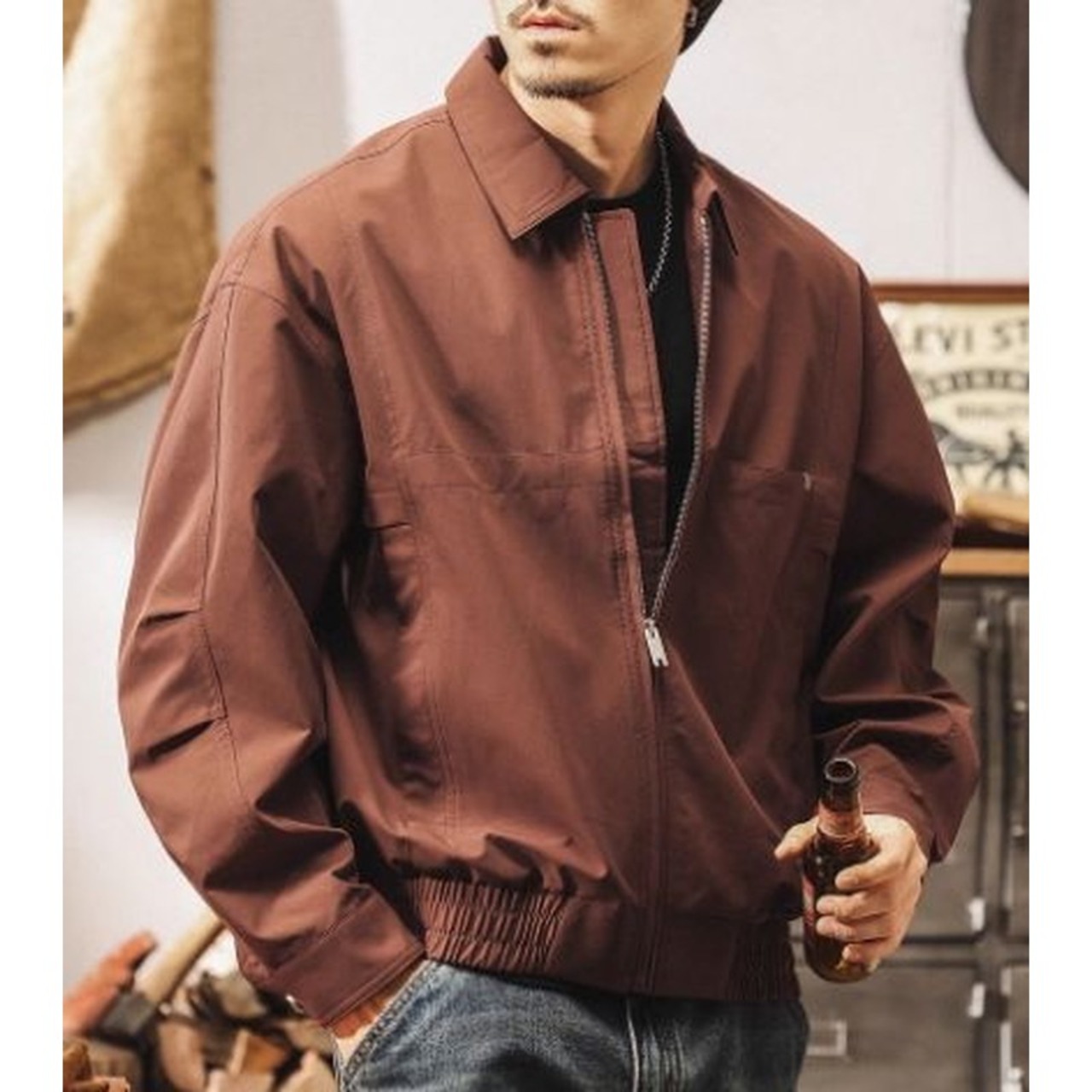 Full Zip Oversized Long Sleeve Shirt Jacket ◇2color H0813