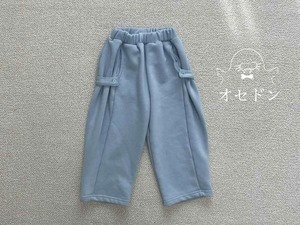 【and butter】ボタンワイドスウェットパンツ ライトブルー 90~100cm