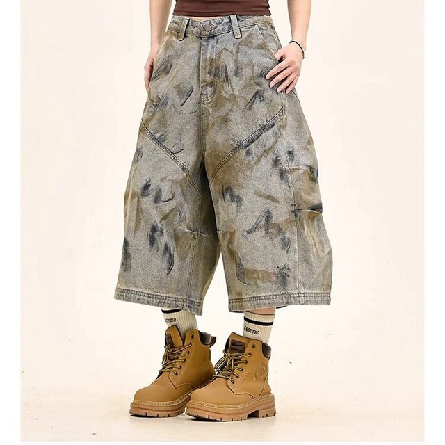 半端丈ペイントパンツ B0165