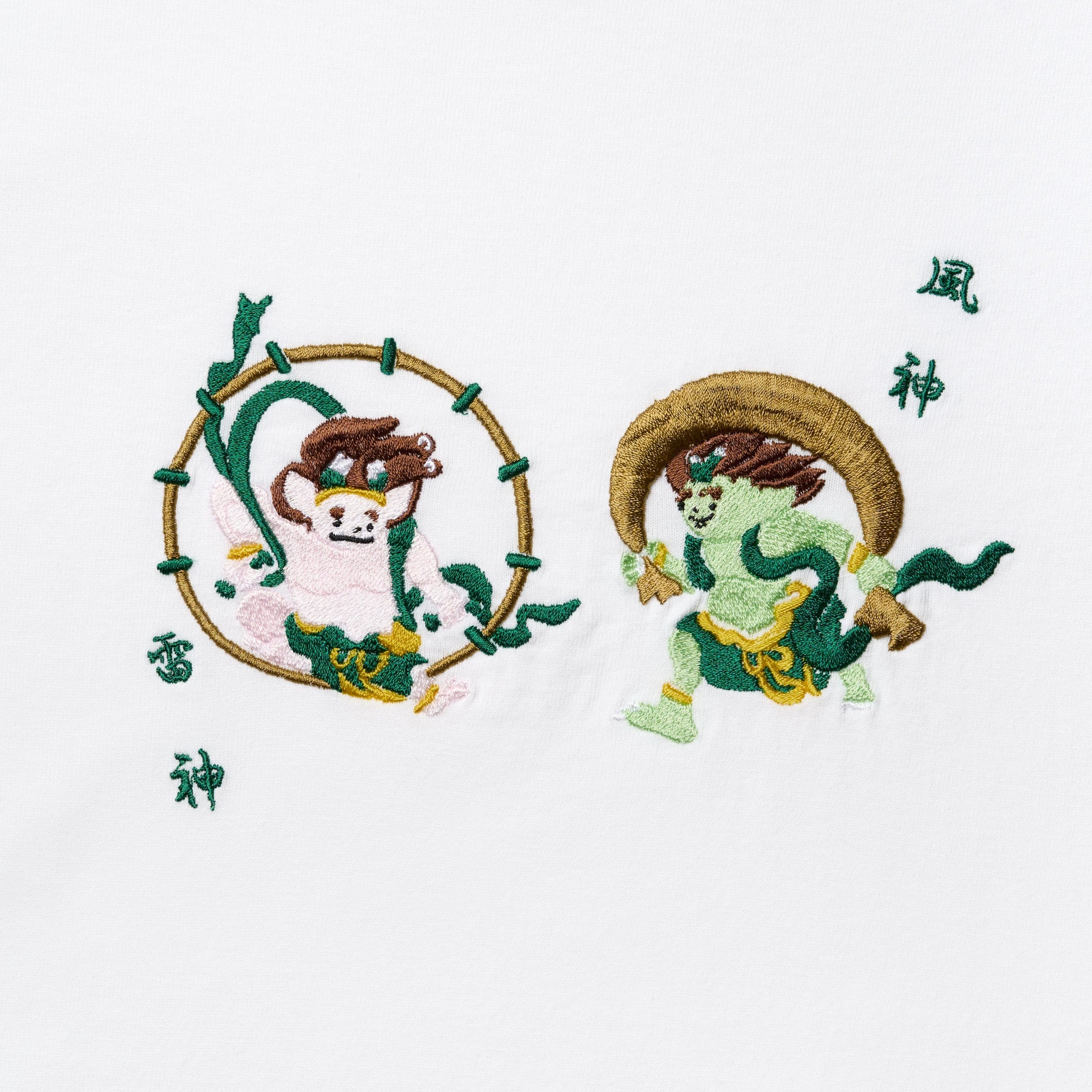 風神雷神 仏像 オーセンティックスーパーTシャツ (刺繍) 7.1oz