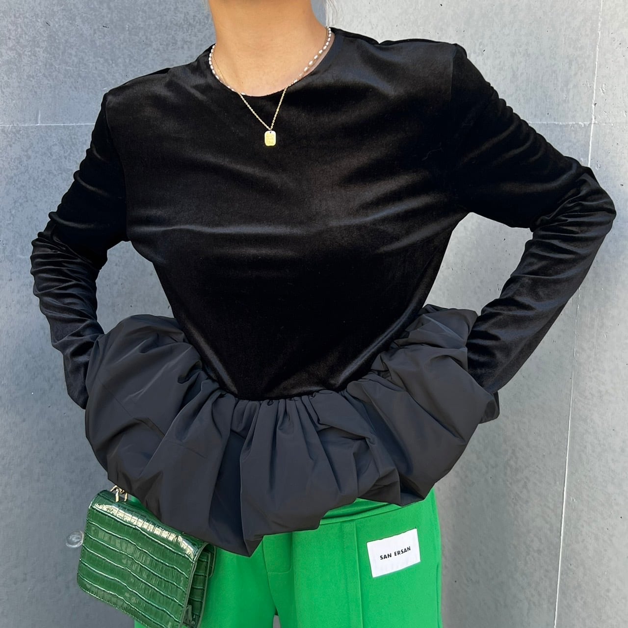 ウエストボリュームベロアトップス_LN01833