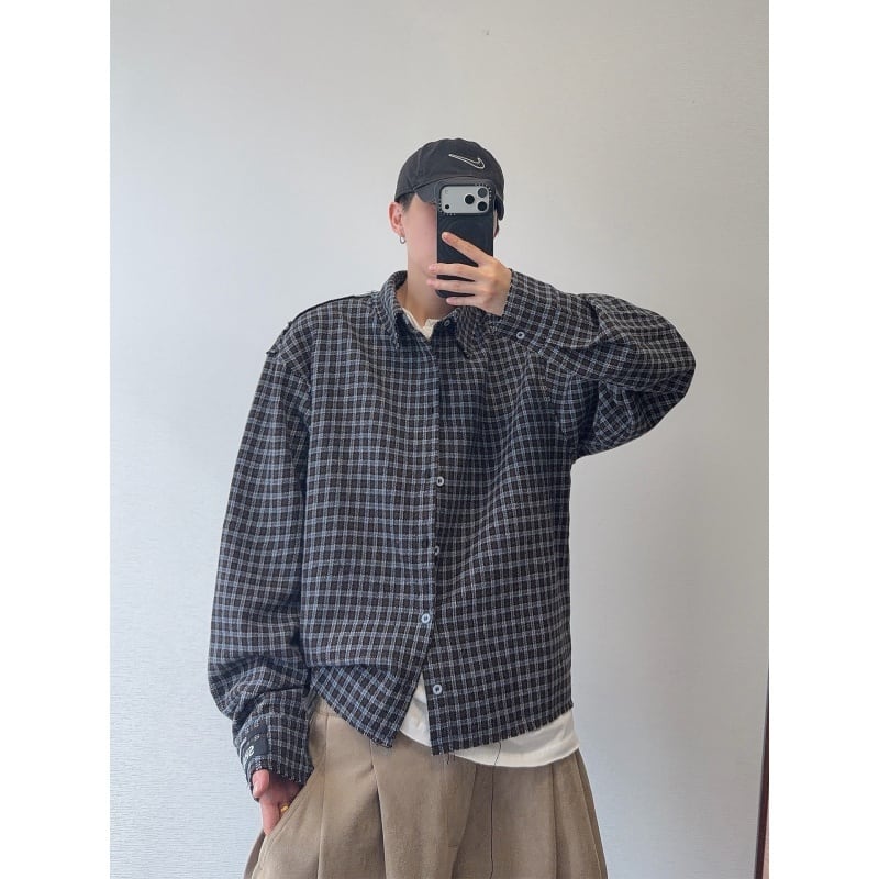 dannyandzeeチェック柄フリンジシャツ