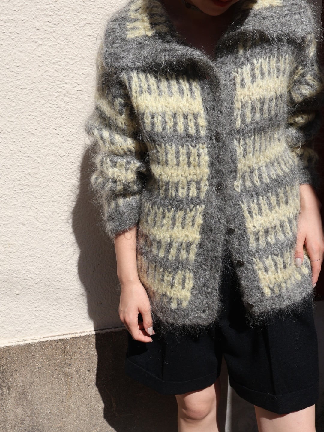 mohair knit collared cardigan【1015】