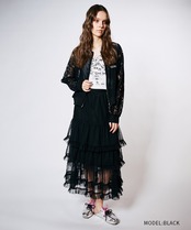 レーススリーブメッシュブルゾン (BLACK)　CQ-48114
