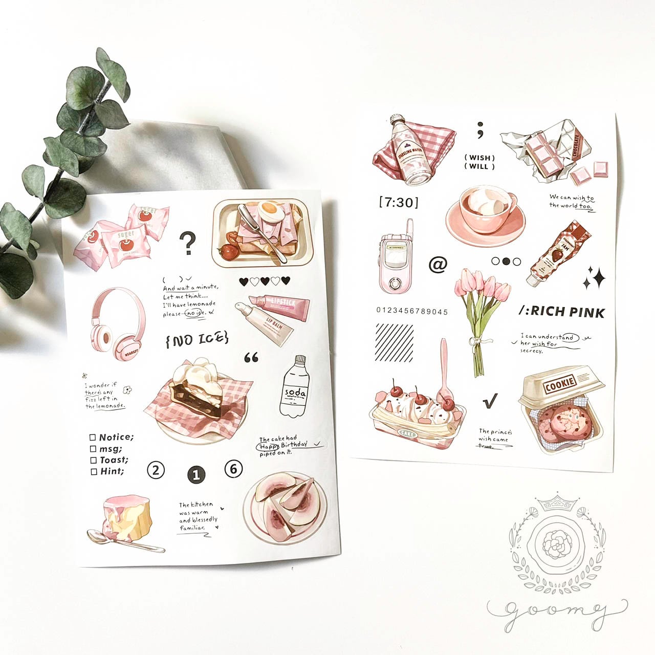 2枚入りシールシート ピンク <S382>