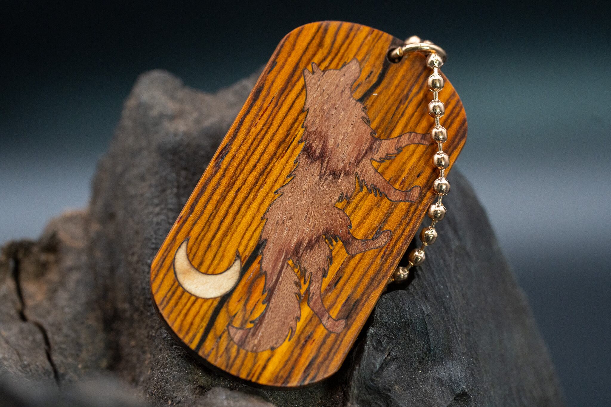 【 エスニックなローズウッド 】ココボロ ドッグタグ 象嵌 闊歩