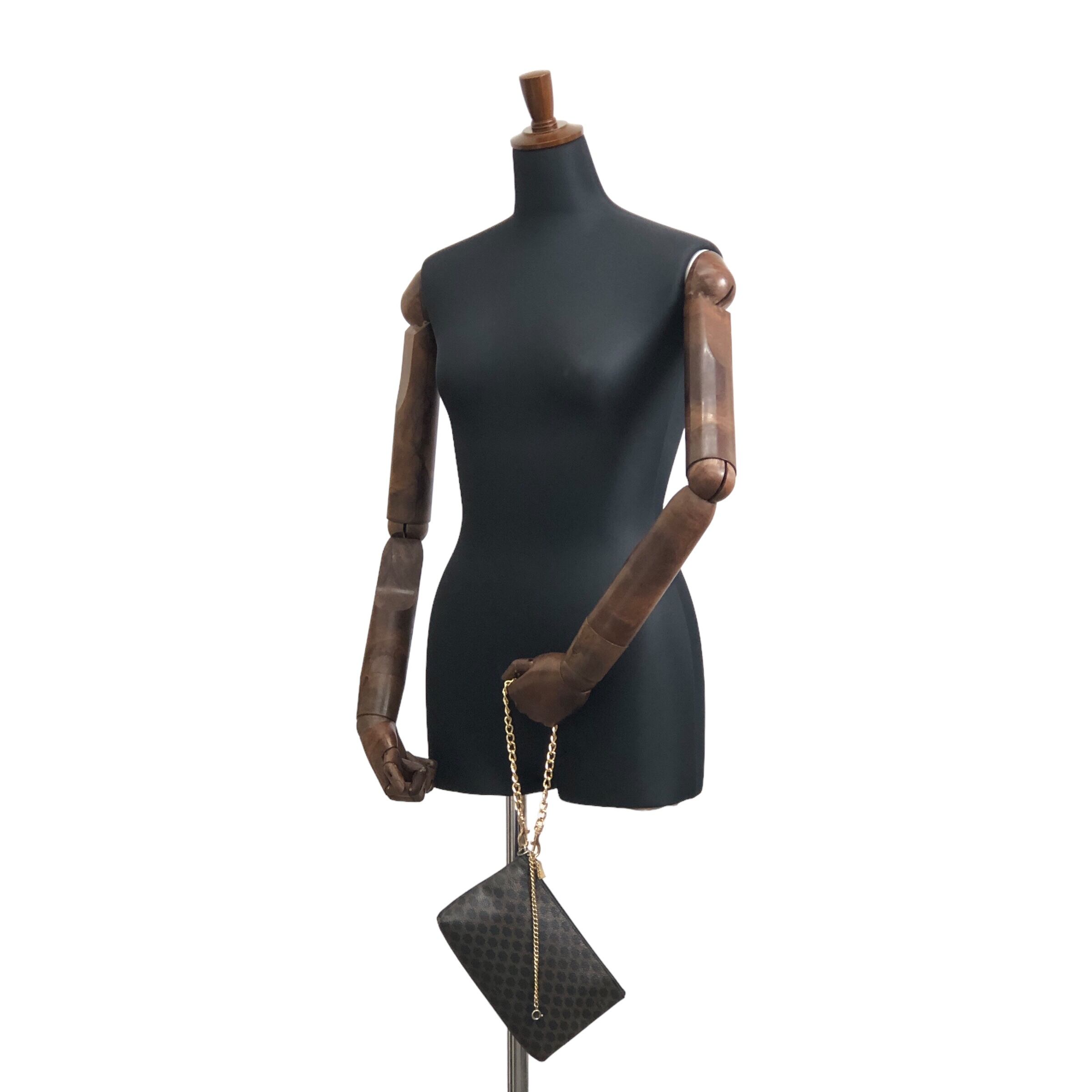 CELINE セリーヌ マカダム ポーチ ブラック PVC チェーン vintage