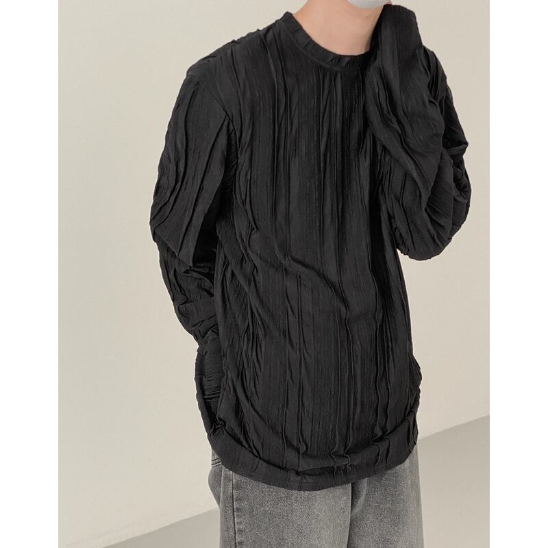 crinkle-processed long sleeve shirt mr0253