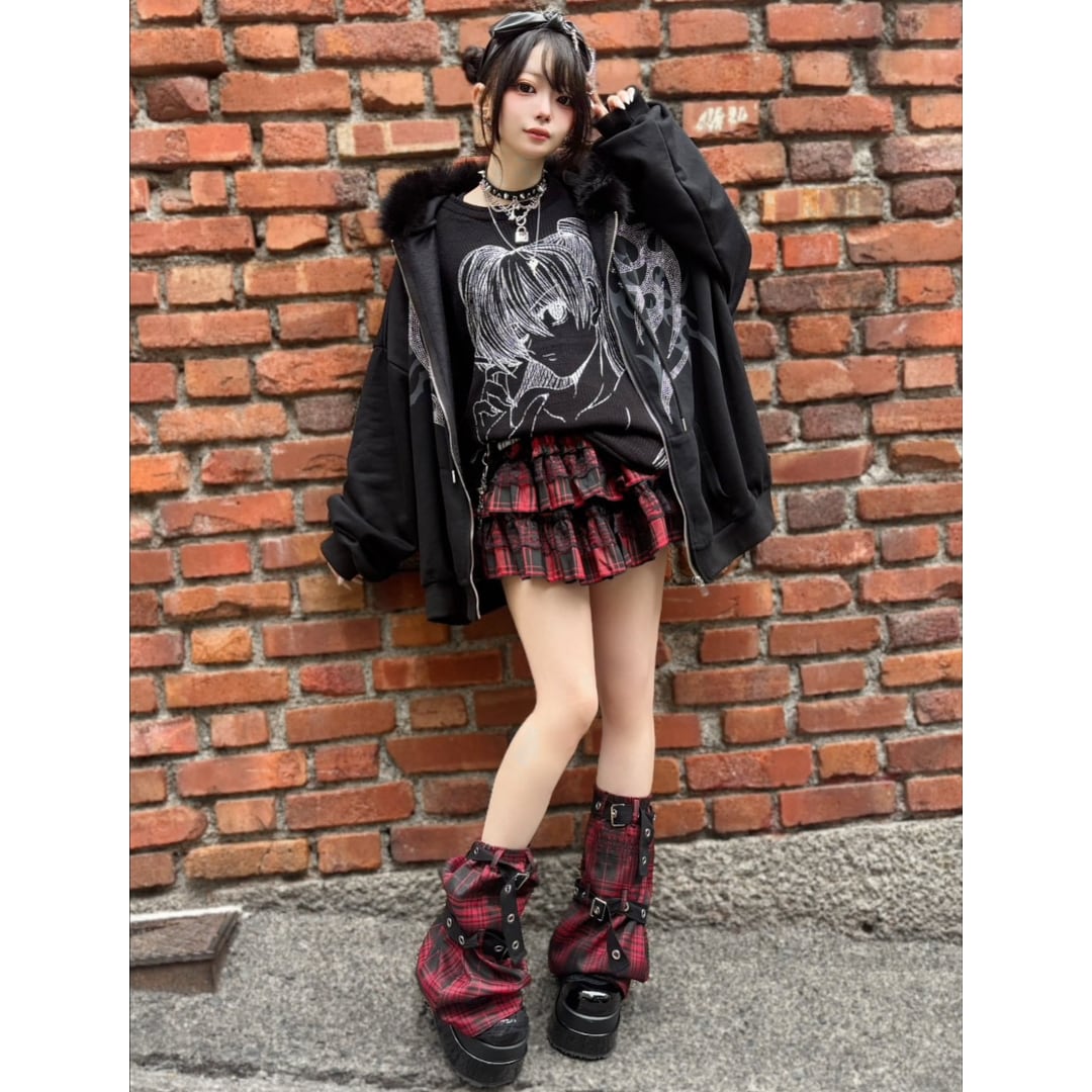 MAD PUNKS レースアップ レース付きフリルシャツ パンク y2k MAD PUNKS