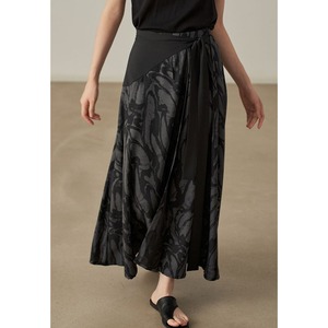 Dark tie-dye botanical print skirt