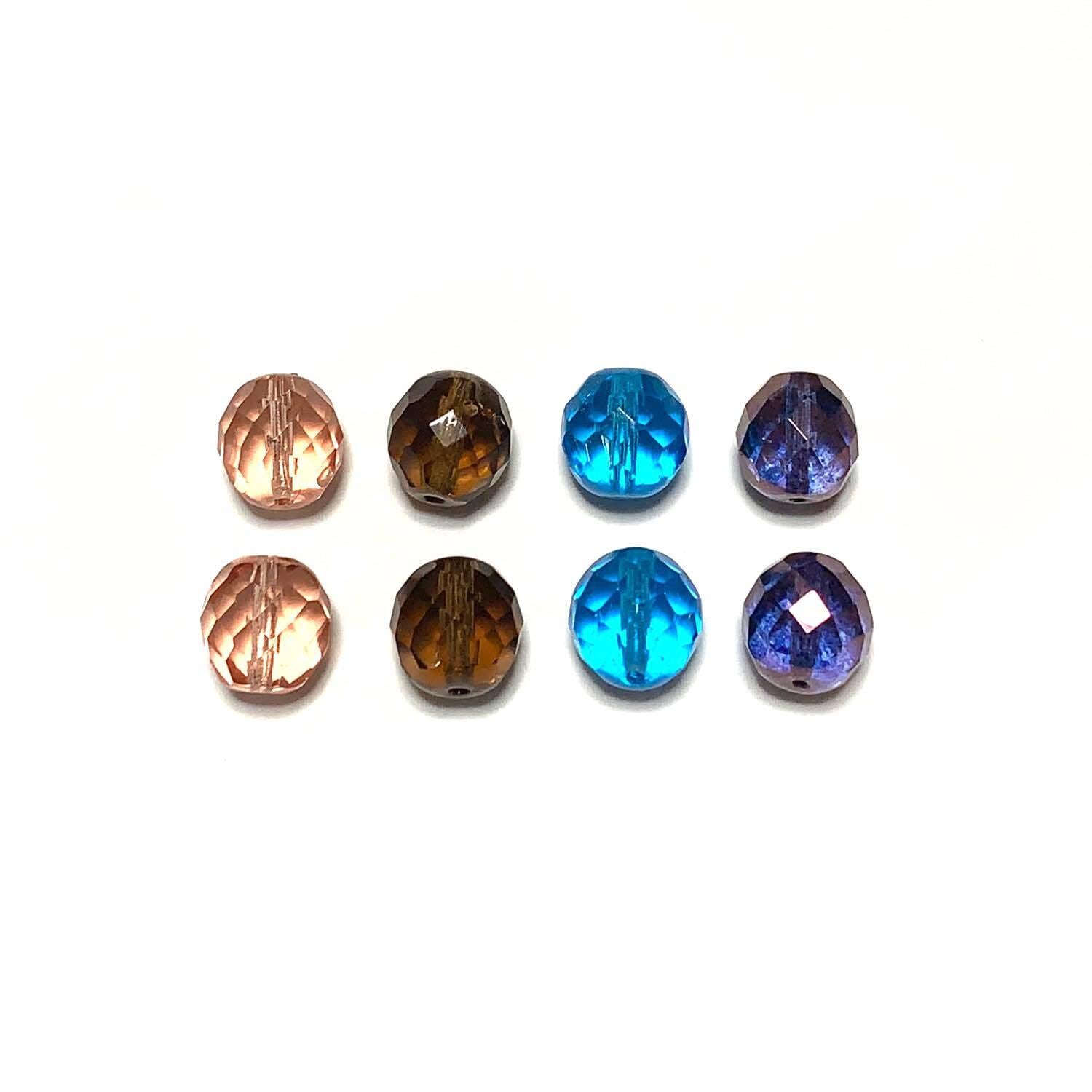 チェコヴィンテージビーズ　モンタナブルー　6個　ガラスビーズ　チェコビーズ チェコガラスビーズ 多面カット モンタナブルー 4個 チェコビーズ 透明