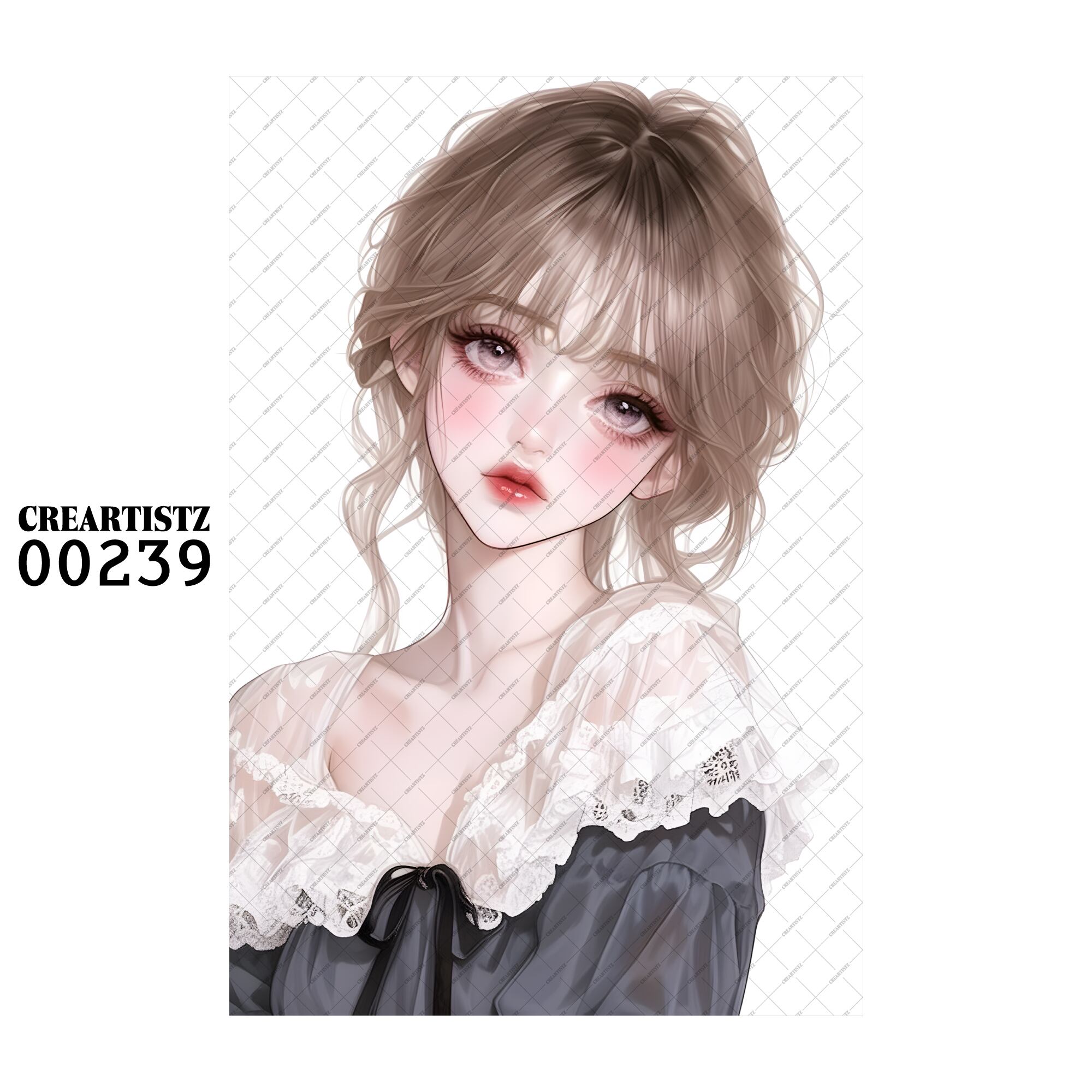 00239 ガール キュート オリジナル ペーパー/ステッカー 4枚セット CREARTISTZ