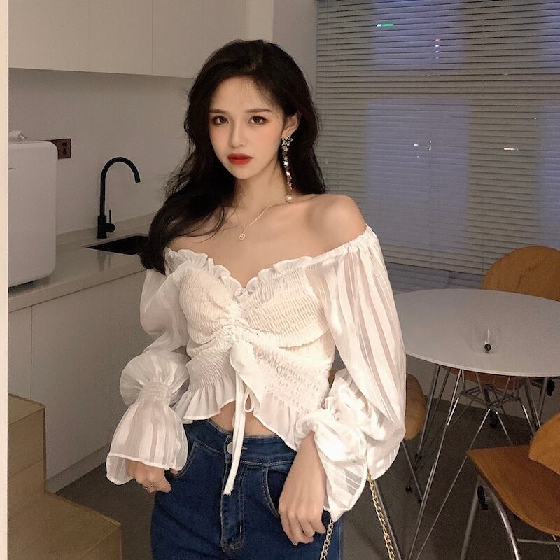 ホワイトシャツ ギャザープリーツショートオータム ロング 秋物 ドラファッションホール89428539519