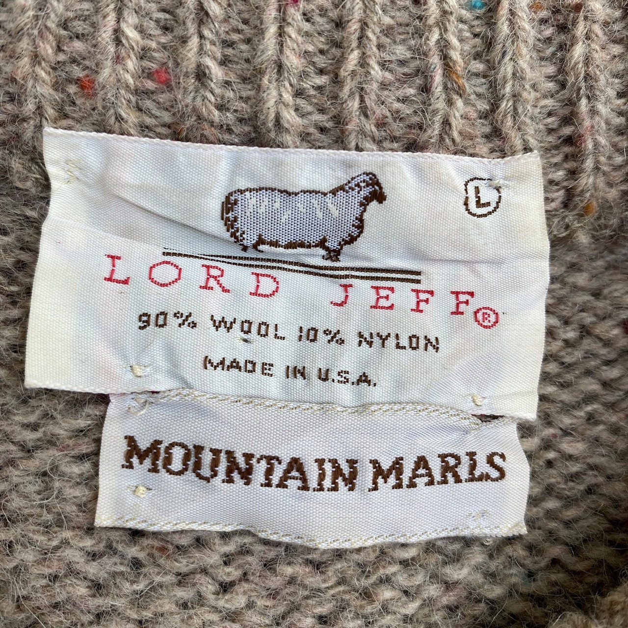 80年代 USA製 LORD JEFF キジ 鳥 アニマル 刺繍 ウールニットセーター 