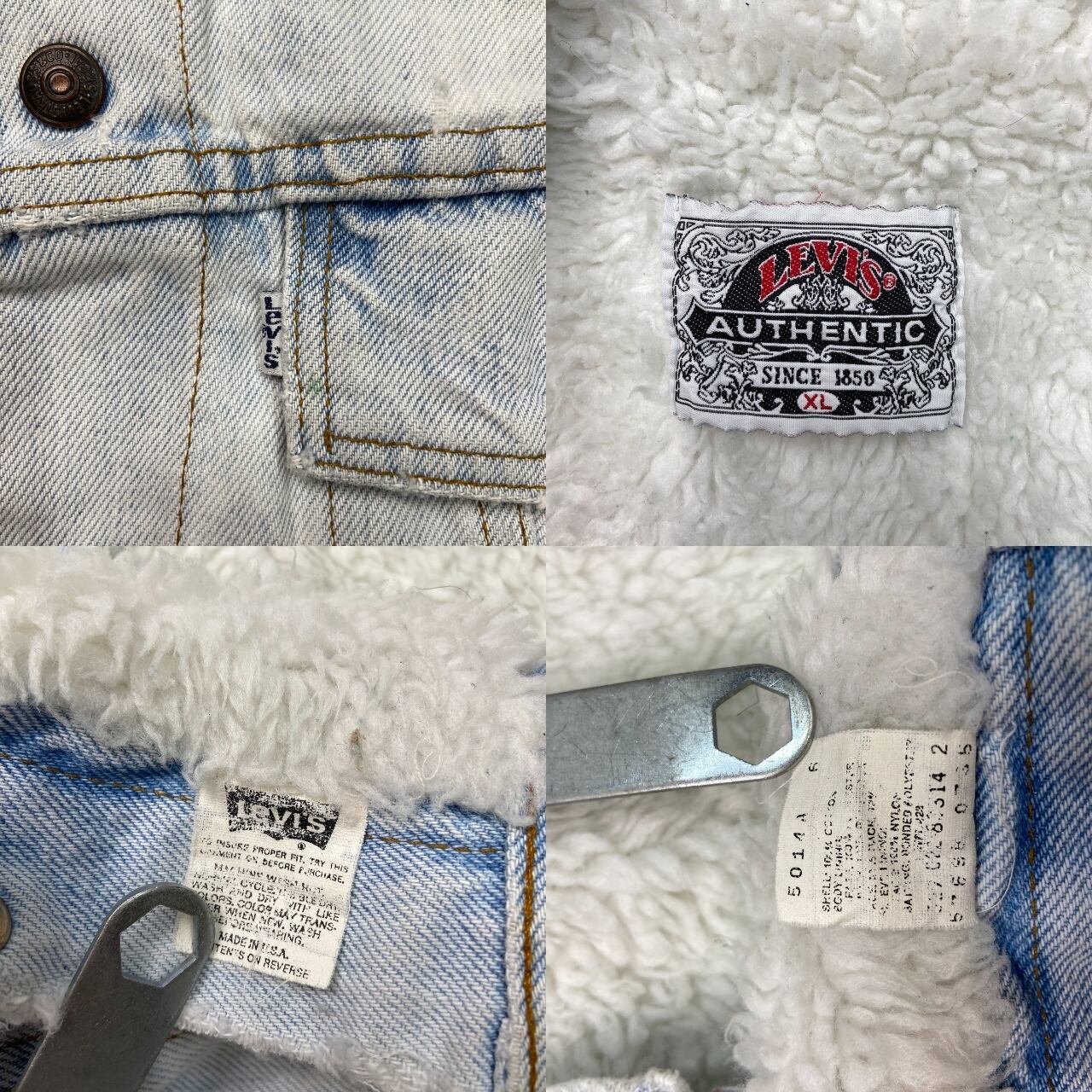 90年代 USA製 Levi's リーバイス デニムボアジャケット メンズXL 古着 90s ヴィンテージ VINTAGE アメカジ 白タブ ケミカル加工 スカイブルー 90年代 USA製 Levi's リーバイス デニムボアジャケット メンズXL 古着
