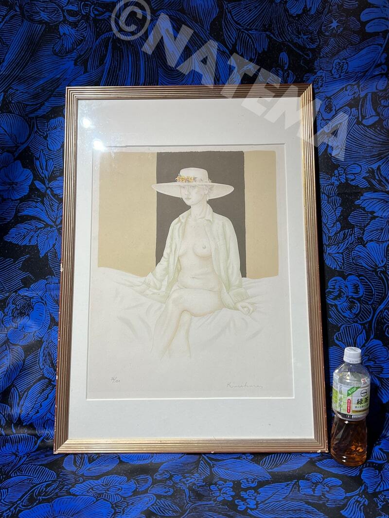 栗原喜依子「花飾りの少女」超希少画集より、新品額装付 栗原喜依子「花飾りの少女」超希少画集より、新品額装付 栗原喜