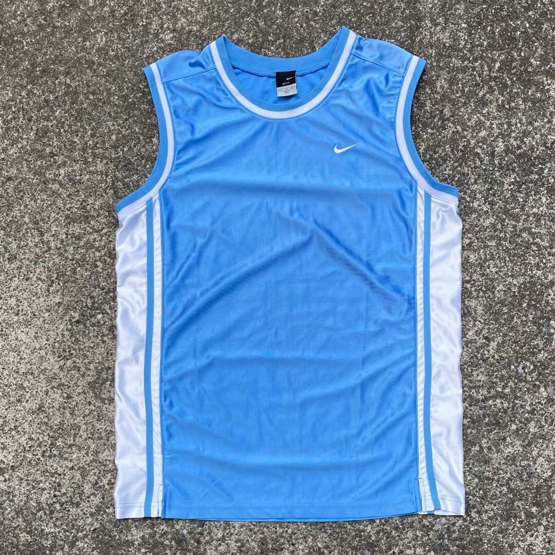 【Mサイズ】00's NIKE ロゴ刺繍 "カロライナブルー" バスケ 古着 ゲームシャツ