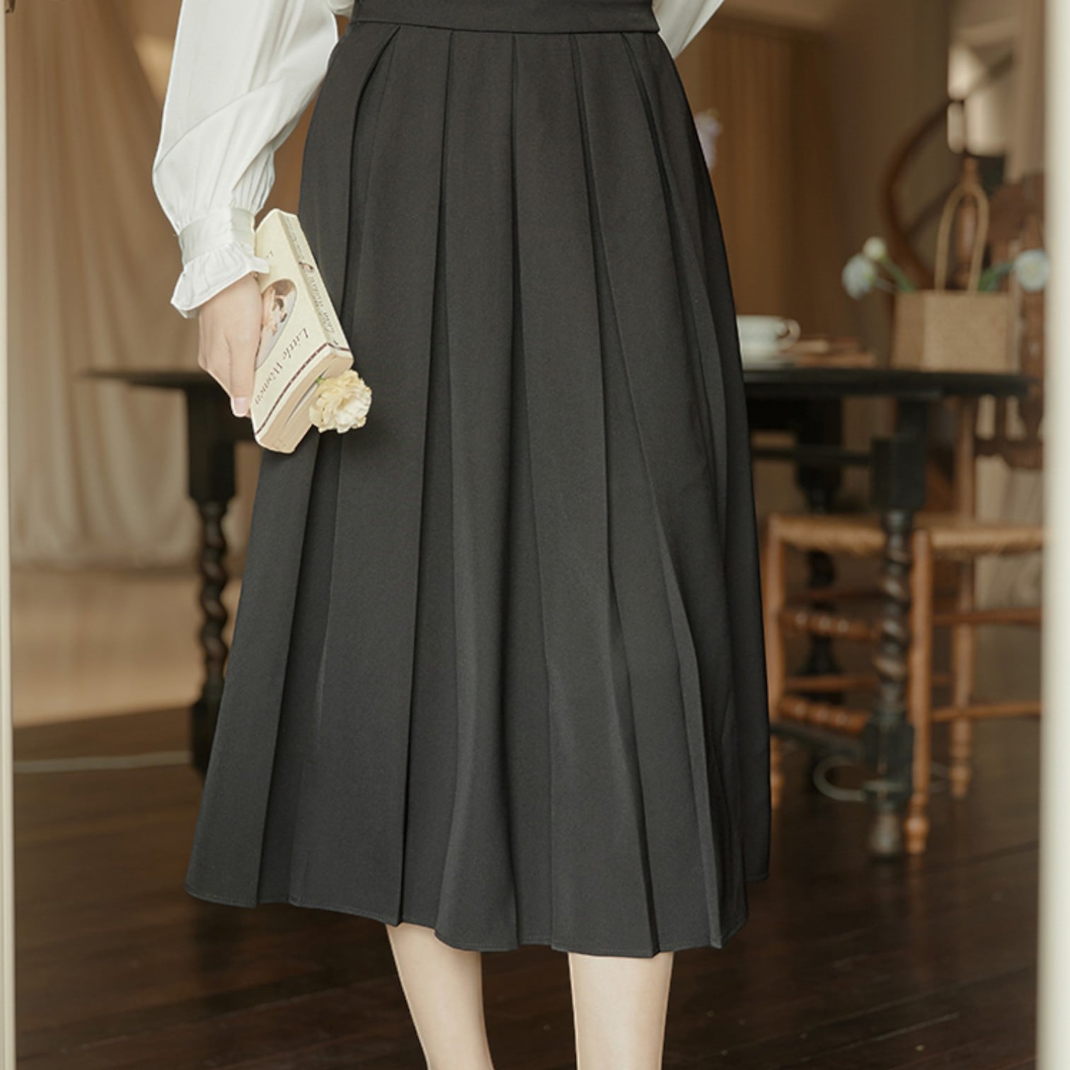 Aライン ミディ丈プリーツスカート 00467