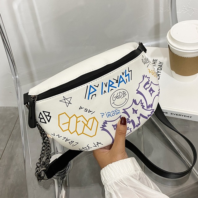 Shangxin小さなバッグ女性バッグ2020夏の新しいファッションinsグラフィティウエストバッグファッションネット有名人野生メッセンジャー胸バッグ Tiancai_Wing_Bag7456025