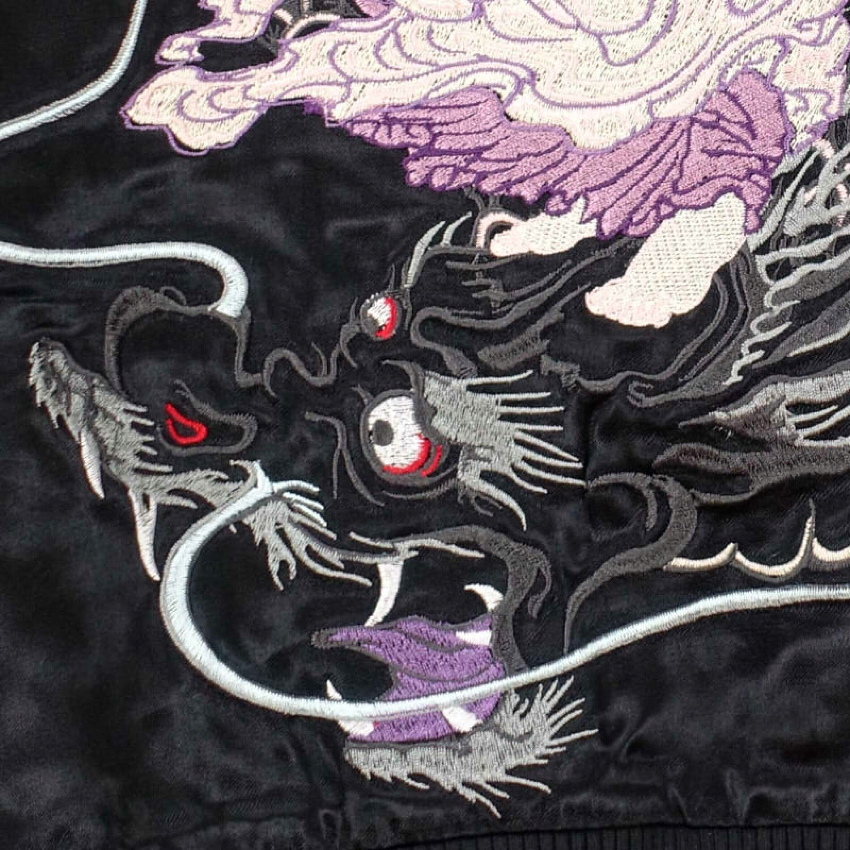 龍頭観音刺繍スカジャン JSKJ-512 Japanesque 和柄 BLACK S/M/L 龍頭観音刺繍スカジャン JSKJ-512 Japanesque 和柄 BLACK S/M/L