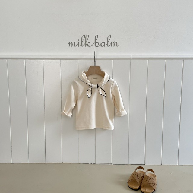 即納◆95-105サイズ-アイボリー セーラーカラーT-milk balm
