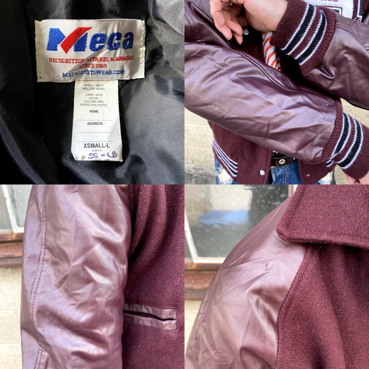 MECA ワッペン付き ウールスタジャン メンズS相当 古着 アワード 