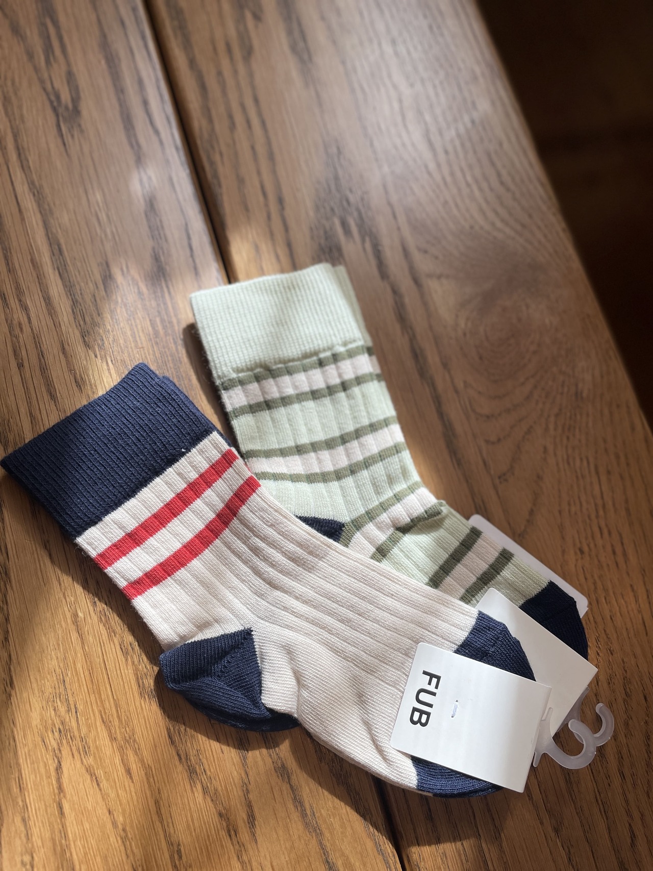FUB / Two Tone stripe Socks/ APPLE&OLIVE