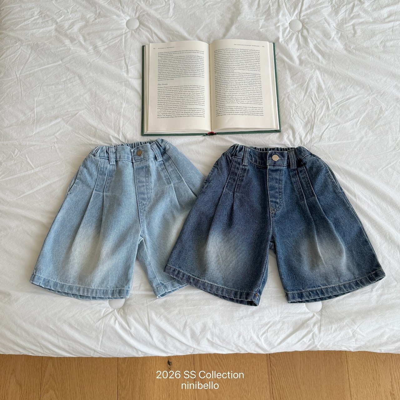 [ninibello] 225 Bermuda Pintuck Denim Pants / [니니벨로] 225버뮤다핀턱데님팬츠