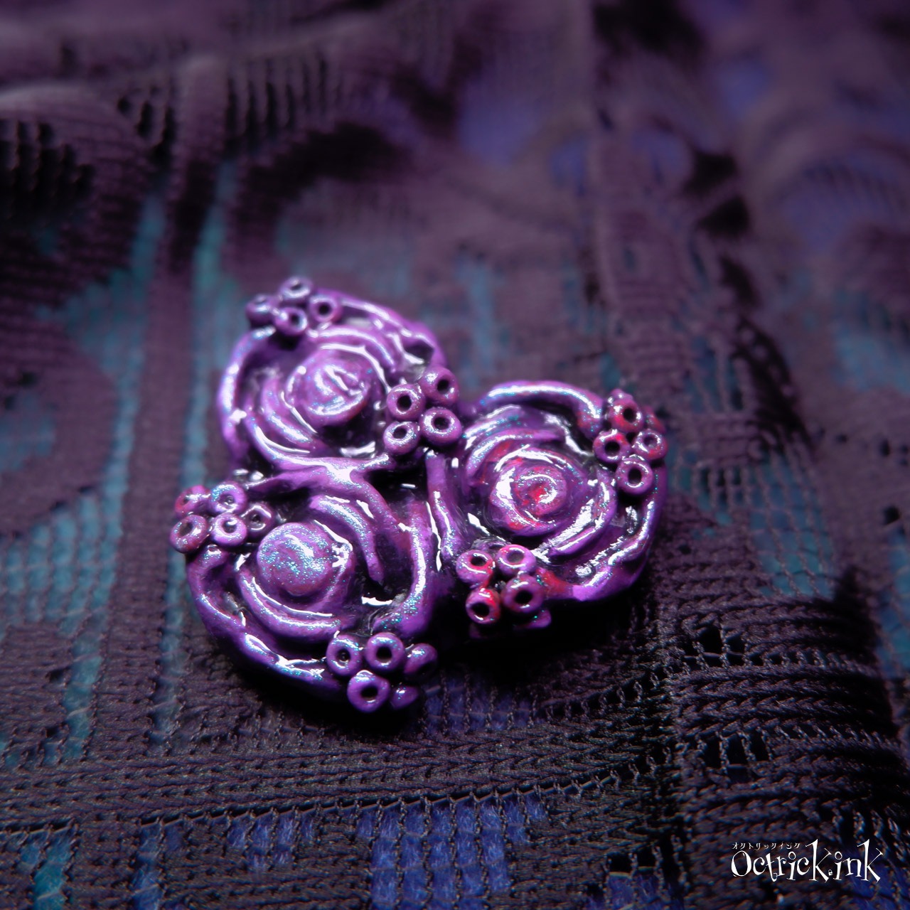 KRAKEN ブーケブローチ（Oleander）/紫×黒