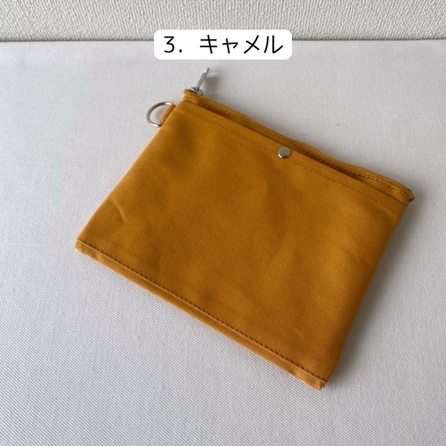 【全6色】外ポケット付きポーチ／倉敷帆布 11号帆布【受注制作】