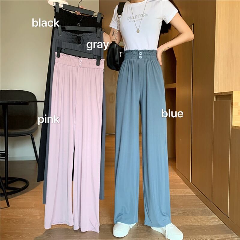 2020年夏の新作レディーススタイルシンルーズドレープワイドレッグハイウエストシェイクパンツストレートカジュアルモップパンツ 1号婦人40102748481