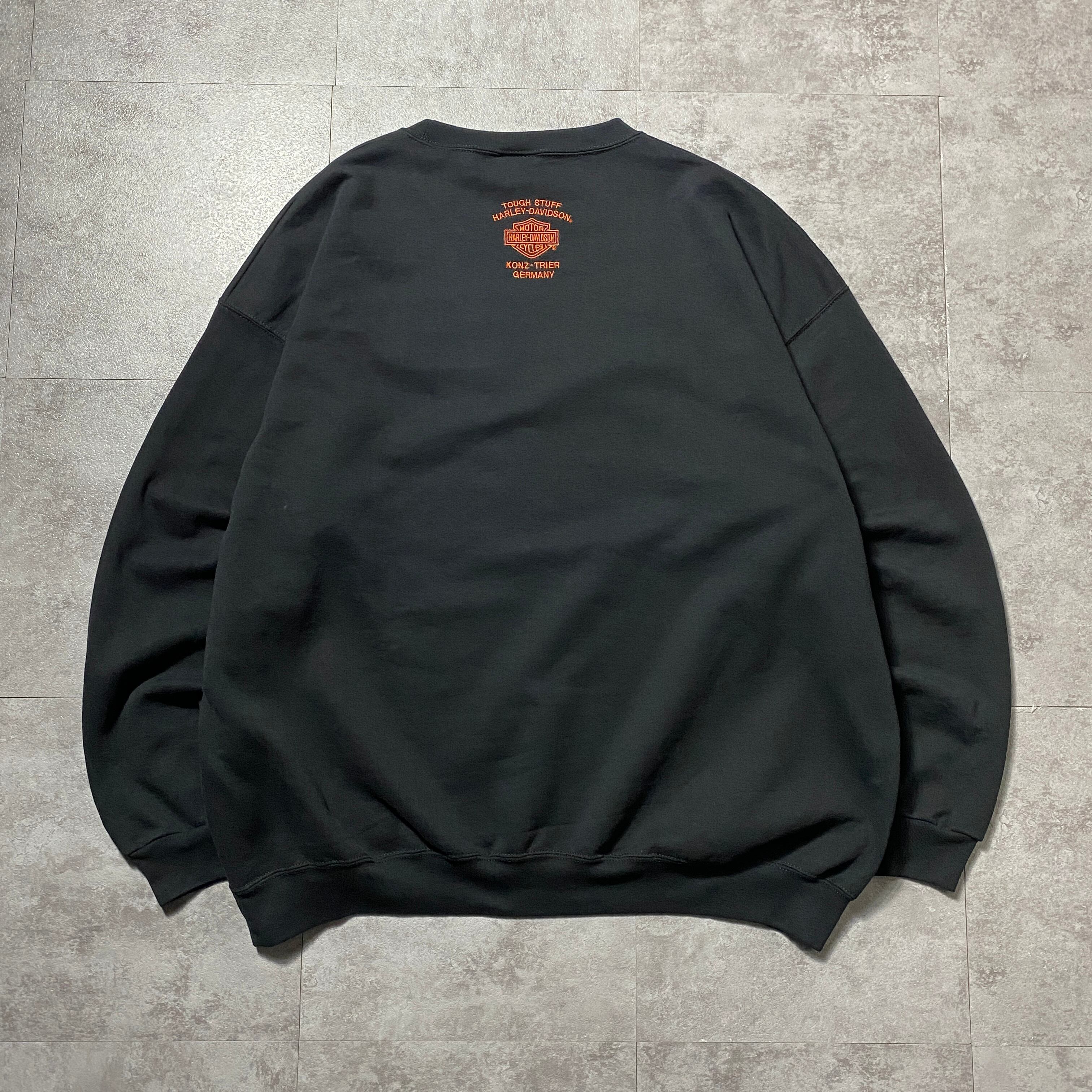 E145【US輸入】ハーレーダビッドソン　刺繍ロゴ　スウェット【2XL相当】黒色 S】Harley-Davidson ハーレーダビッドソン ブランドロゴ 刺繍