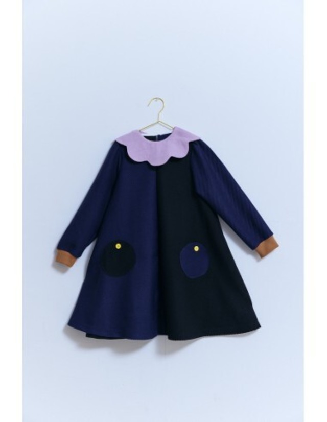 【25AW】ZOZIO(ゾジオ)Sapan one-piece navy×black(S/M/L)ワンピース ネイビー ブラック