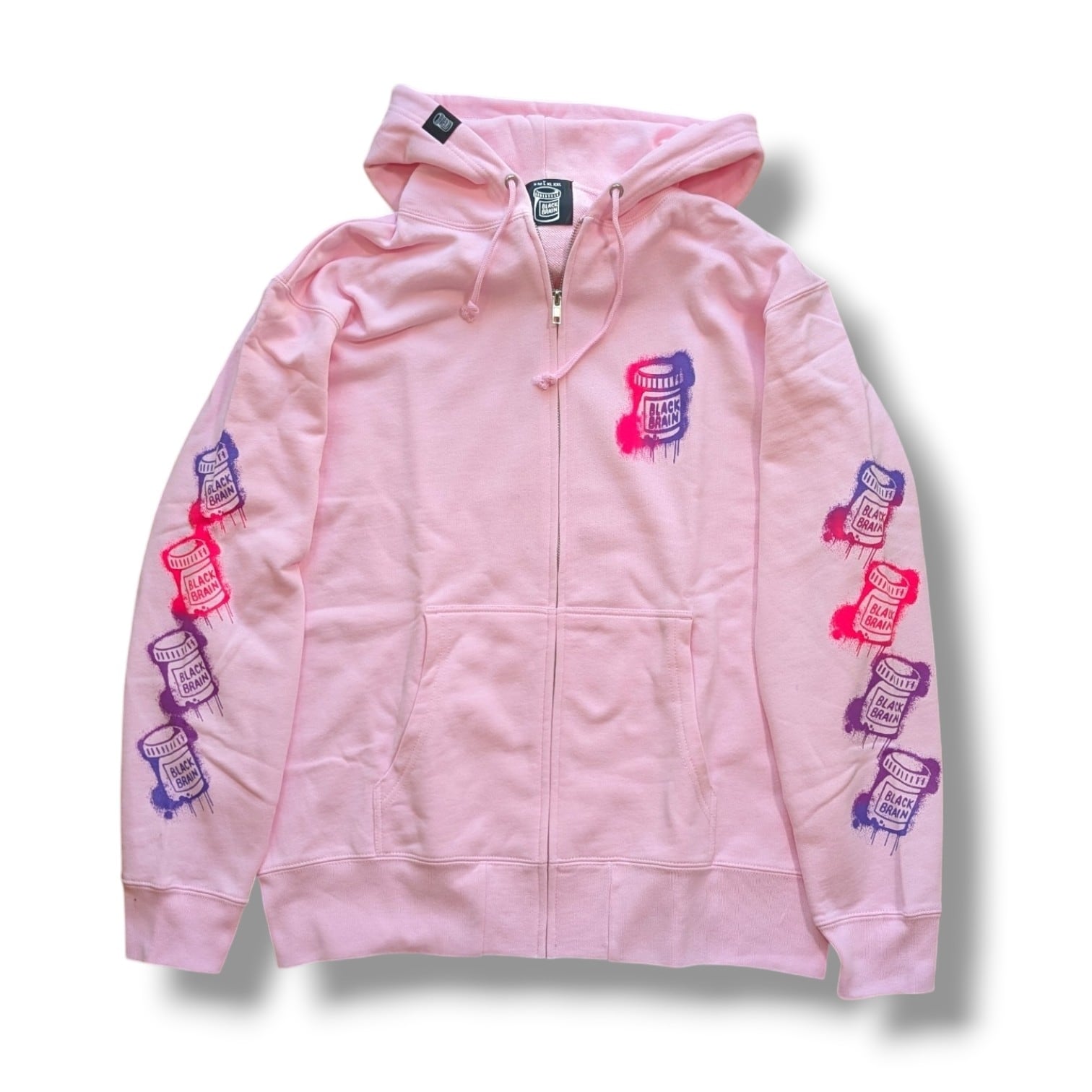 Dripped Zip Hoodie【Pink】(Gradient Print) | BLACK BRAIN