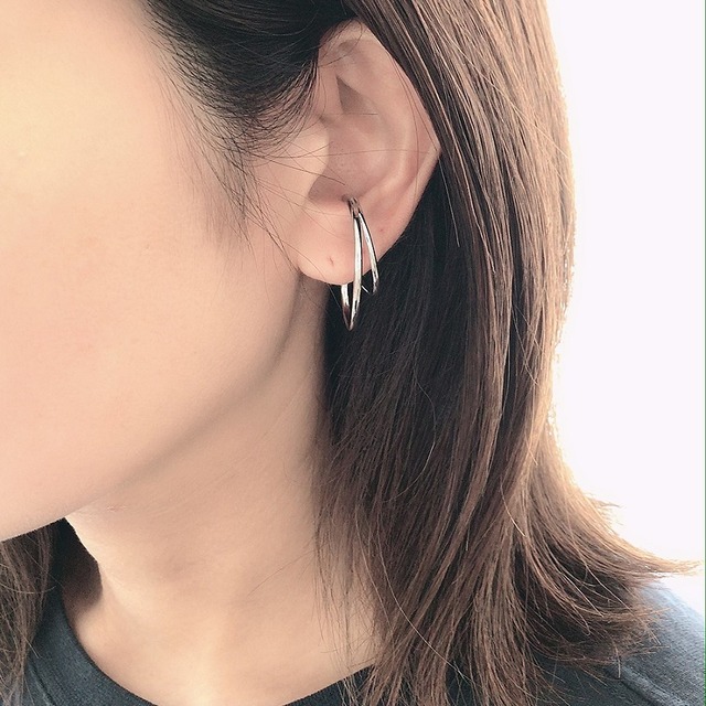S925【両耳用】 Double Line Ear cuff