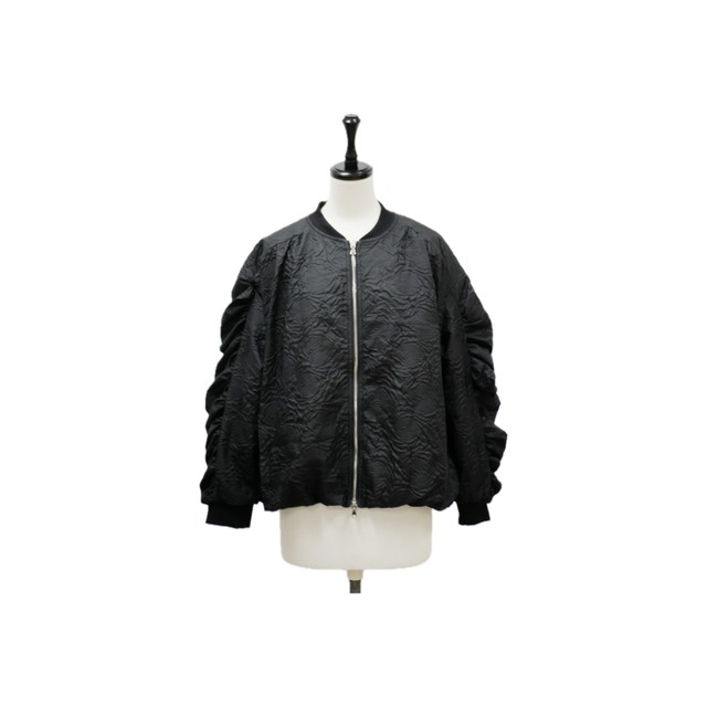 Shirring jacquard bomber jacket