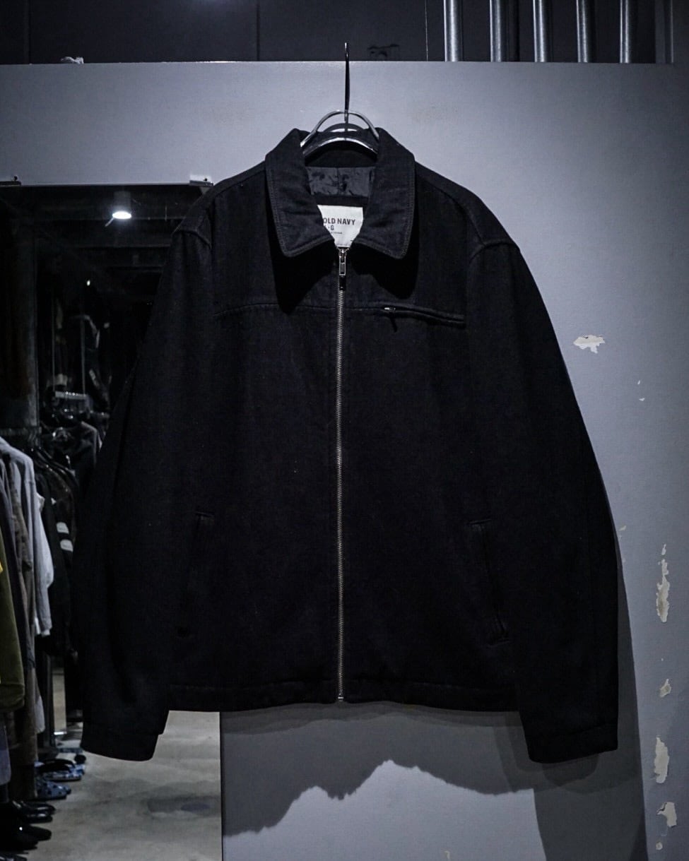 OLD NAVY スポーツジャケット ウール ブルゾン ブラック 中綿入り 古着 add (C) vintage】“OLD NAVY” Good Aging Vintage Zip Up Wool Jacket