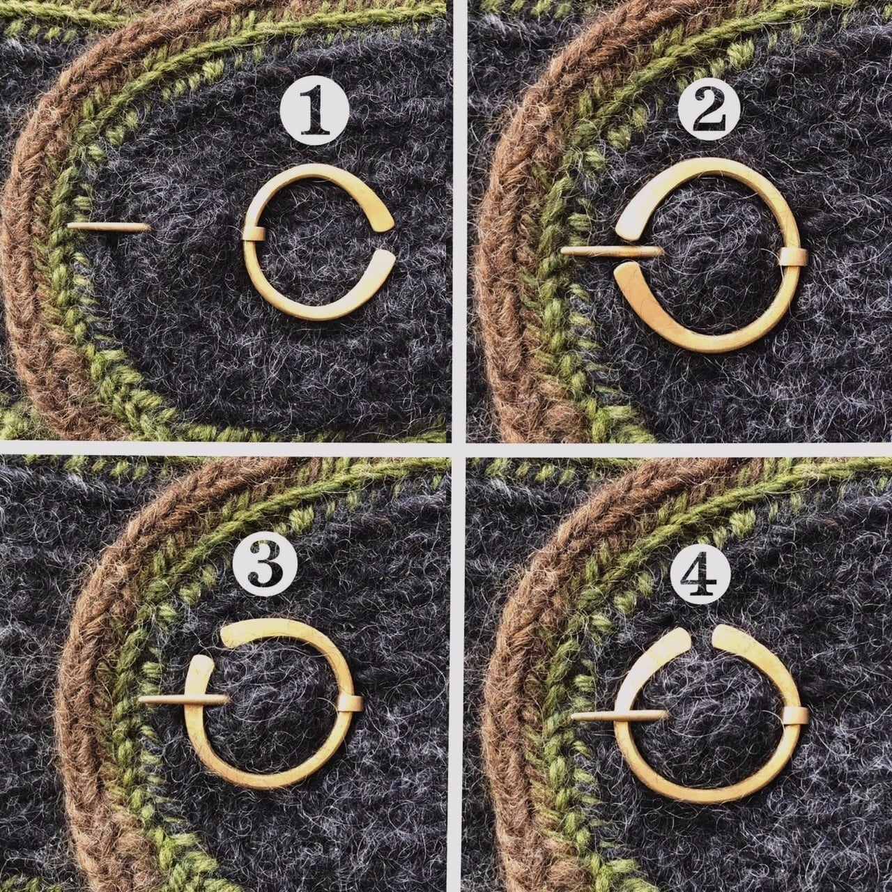 ヴァイキング ルーン彫刻 ピンブローチ［真鍮］Viking Cloak Pin